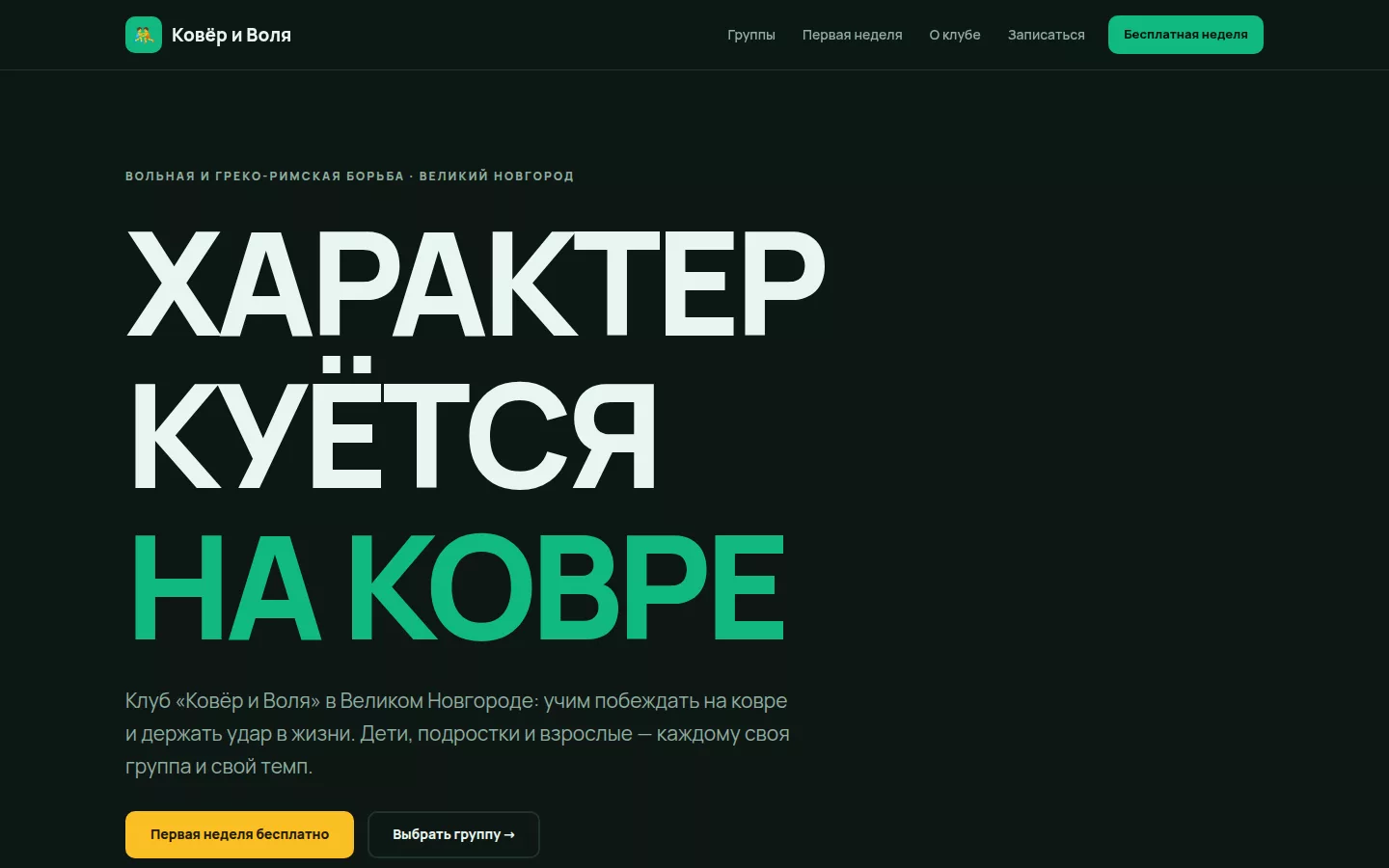Пример концепта сайта, собранного AI по брифу