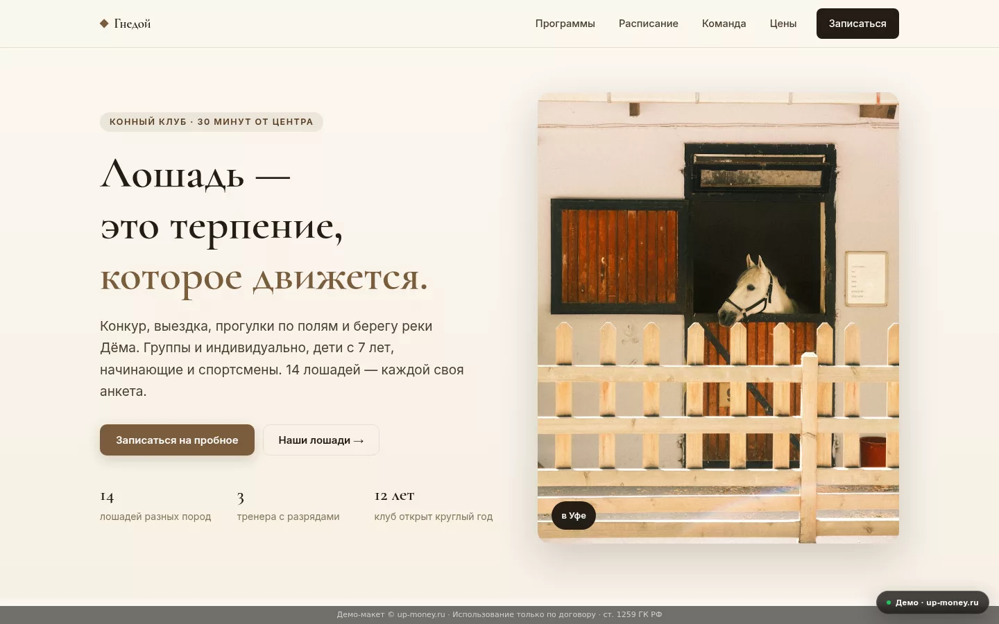 Гнедой — конный клуб в Уфе